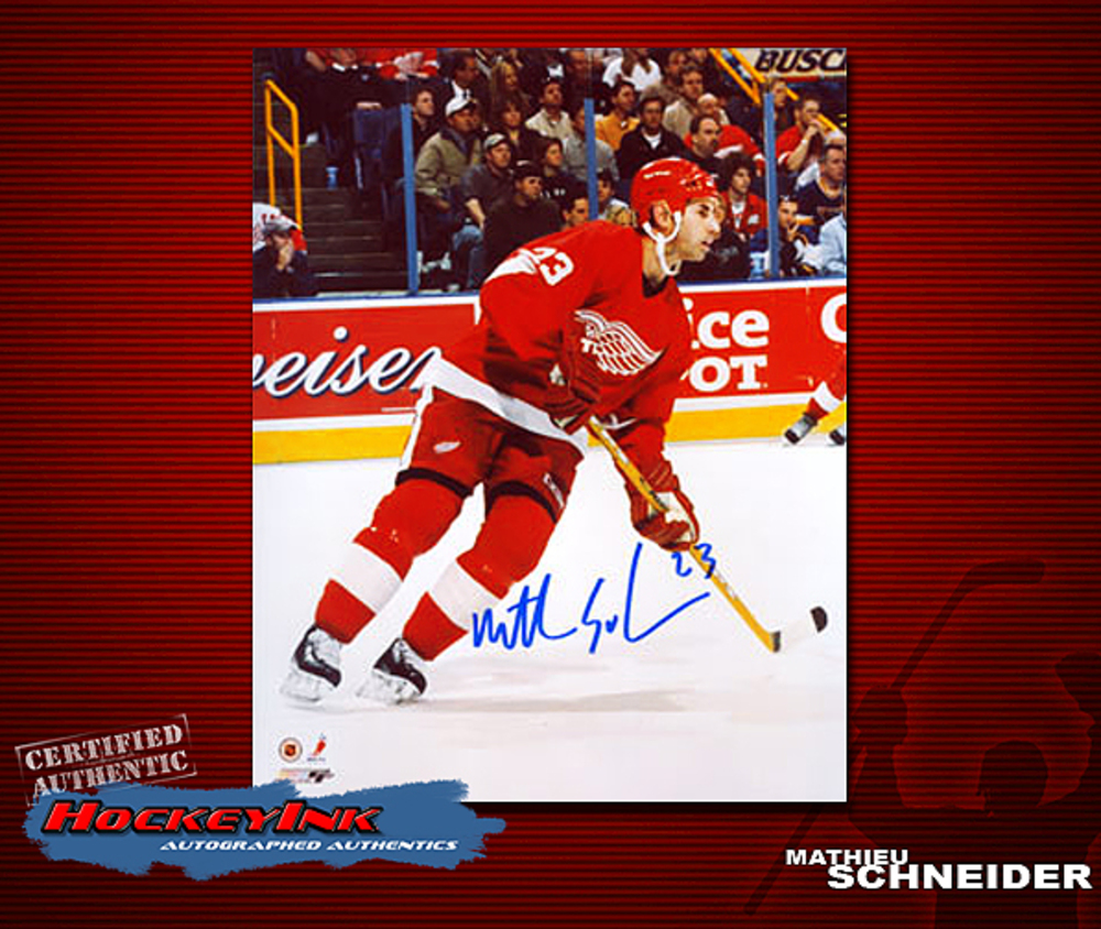 MATTIEU SCHNEIDER Signed Detroit Red Wings 8 X 10 Photo - 70253