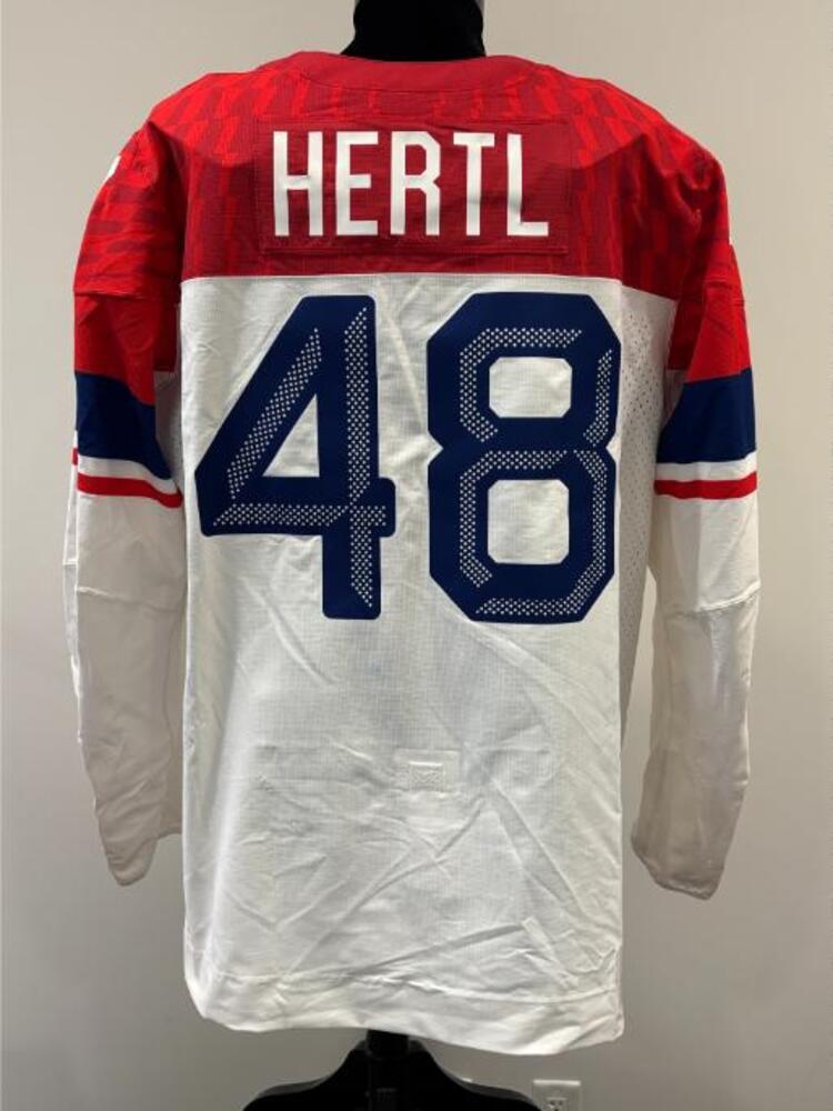 Tomas Hertl Czechia Game-Used White Jersey worn v. France on February 13, 2026, as a part of the 2026 Milano Cortina Winter Games.