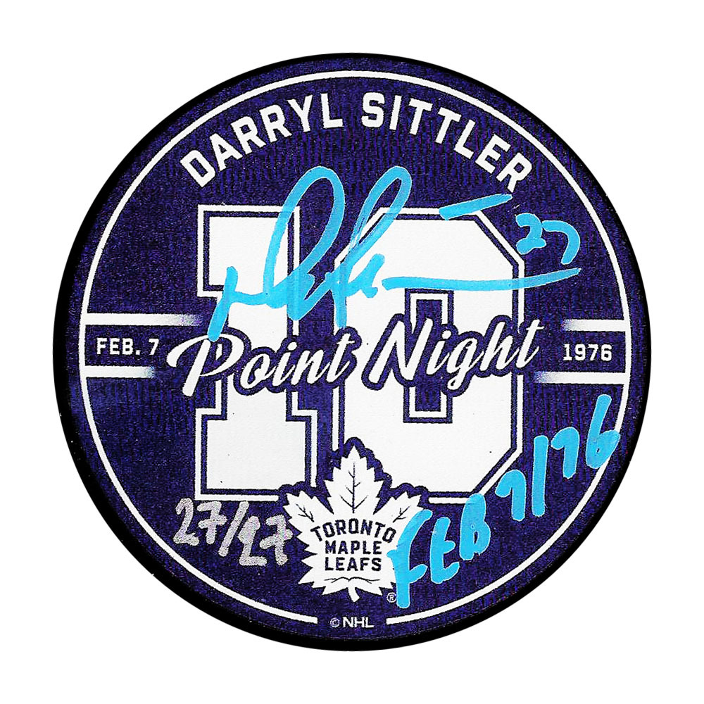Darryl Sittler Autographed Commemorative 10-Point Night Puck - #27/27
