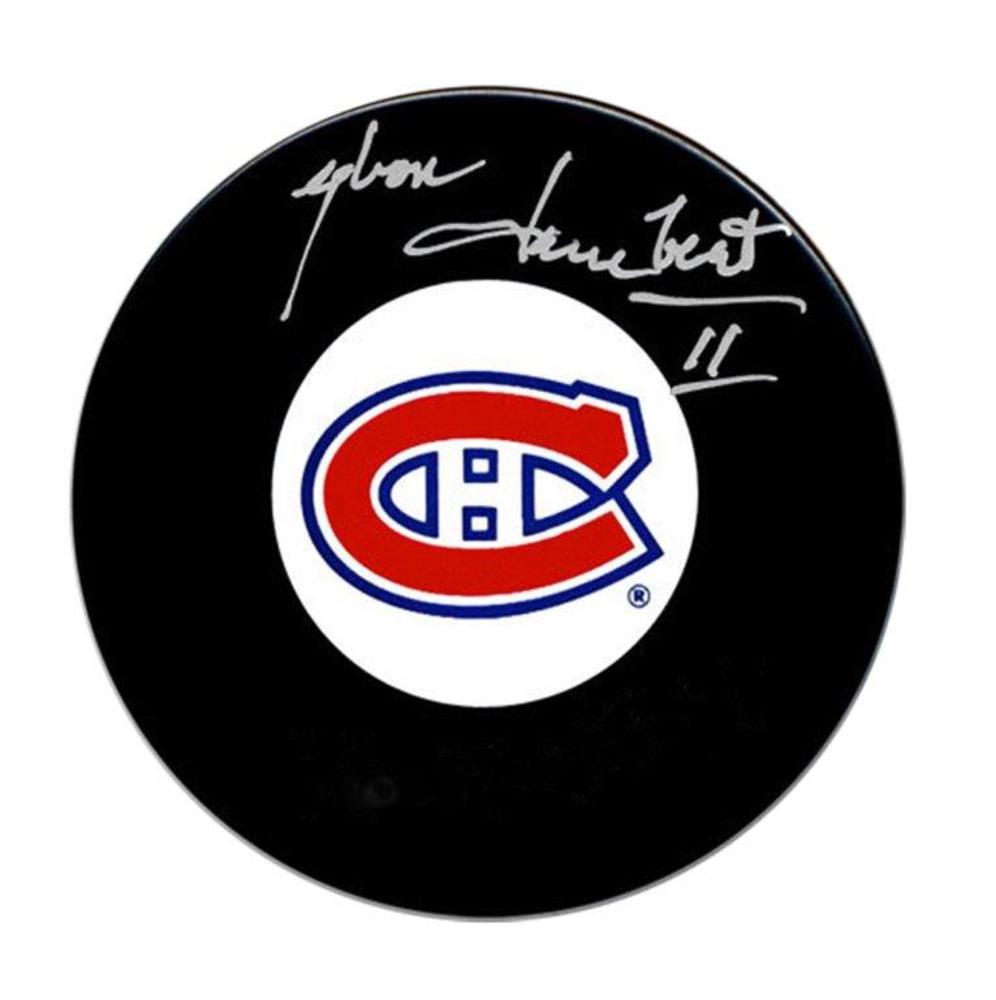 Yvon Lambert Signed Puck Canadiens