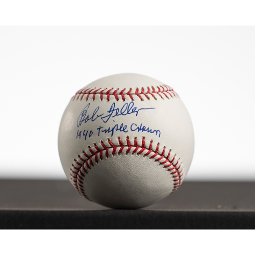 Photo of Bob Feller Signed Baseball 