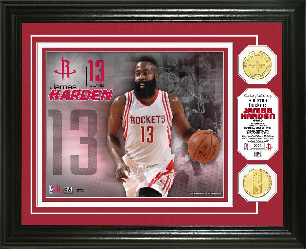Serial 1! James Harden Bronze Coin Photo Mint NBA Auctions