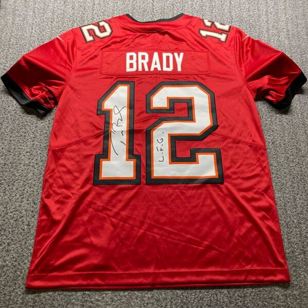 NFL - Buccaneers Tom Brady Signed Replica Jersey Size M With L.F.G Inscr...
