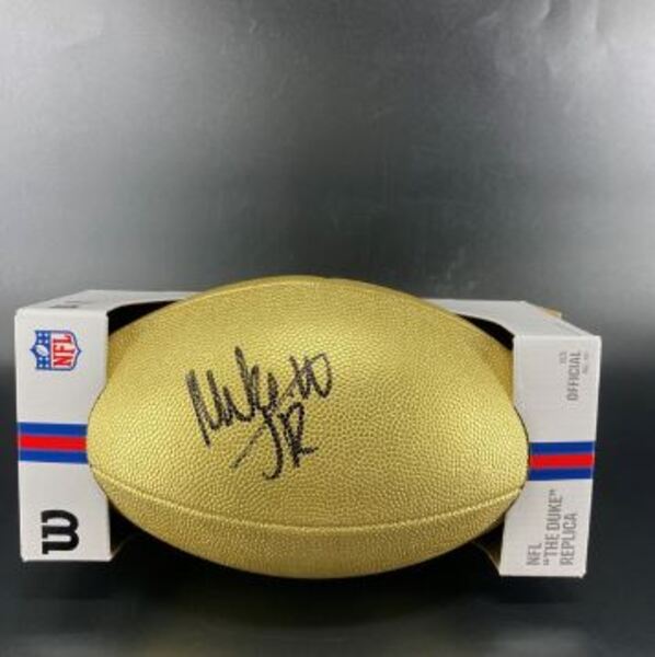 NFL - Raiders Mike Washington Jr. Signed Gold Composite Football