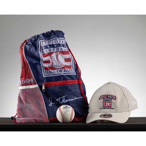 Photo of Jim Thome Hall of Fame Swag Bag with Signed HOF Baseball
