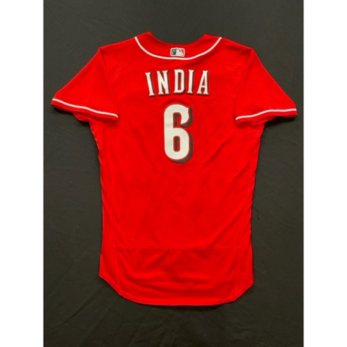 Jonathan India -- Game Used Red Alternate Jersey -- CIN at ATL on 4/8/22 (Starting 2B) -- Size 44