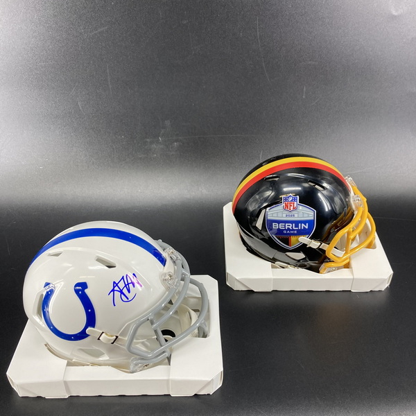 Berlin Game - Colts Adonai Mitchell Signed Mini Helmet + Berlin Mini Helmet