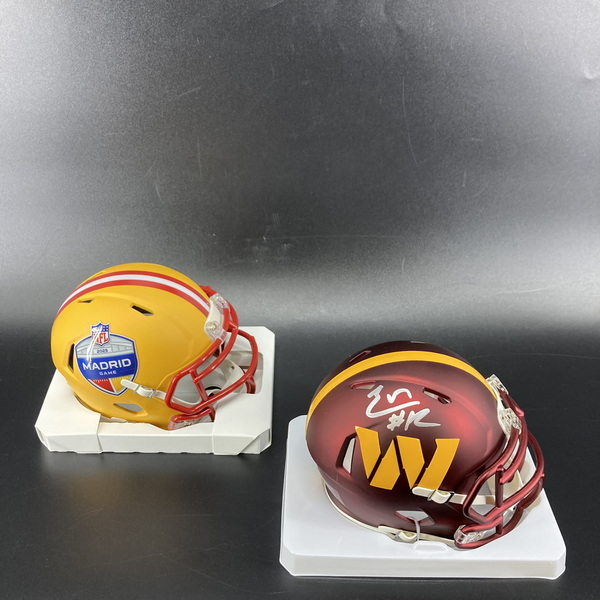 Madrid Game - Commanders Luke McCaffrey Signed Mini Helmet + Madrid Mini...