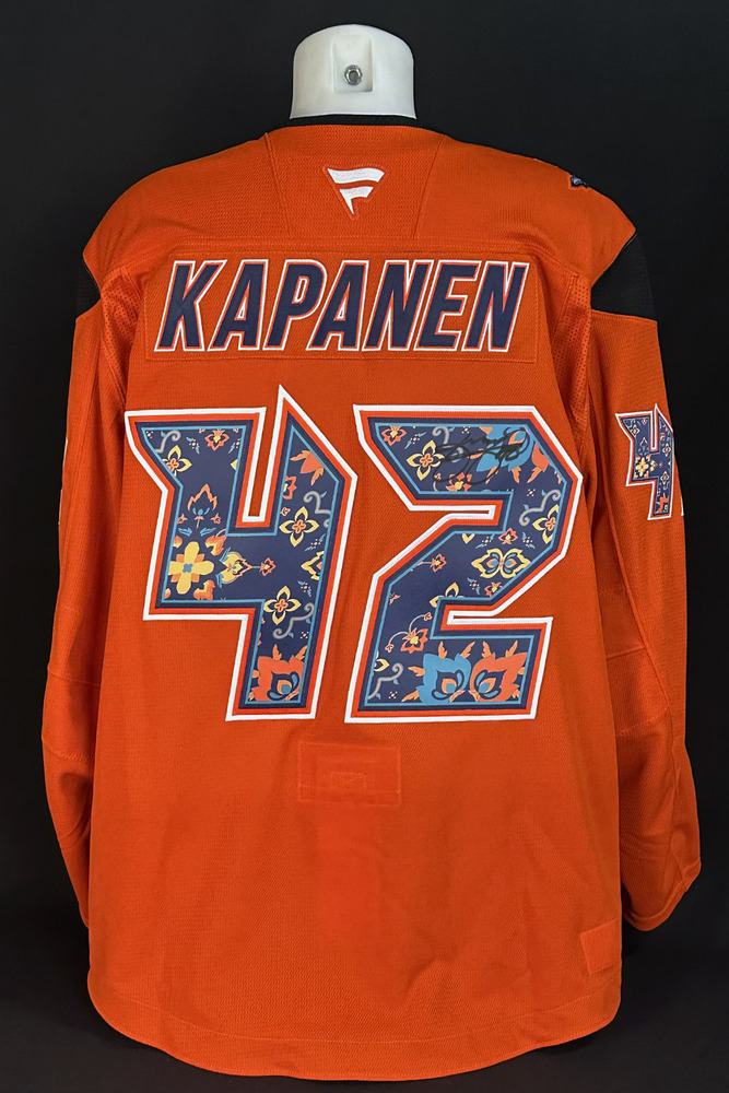 Kasperi Kapanen #42 - Autographed 2025-26 Edmonton Oilers South Asian Celebration Night Ltd Edition Fanatics Practice Jersey (Autographed Only / Not Worn)