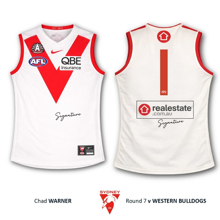 Photo of Chad Warner #1 Sydney Swans 2026 ANZAC Appeal Round Match-Worn Guernsey