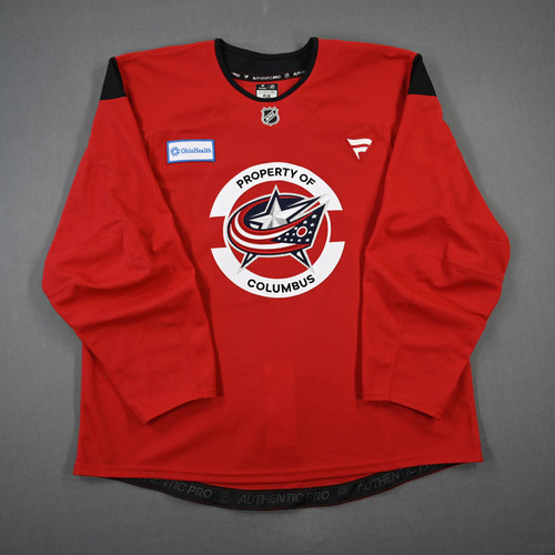 Image of Unknown<br>Red Practice Jersey w/ OhioHealth Patch<br>Columbus Blue Jackets<br>2025-26