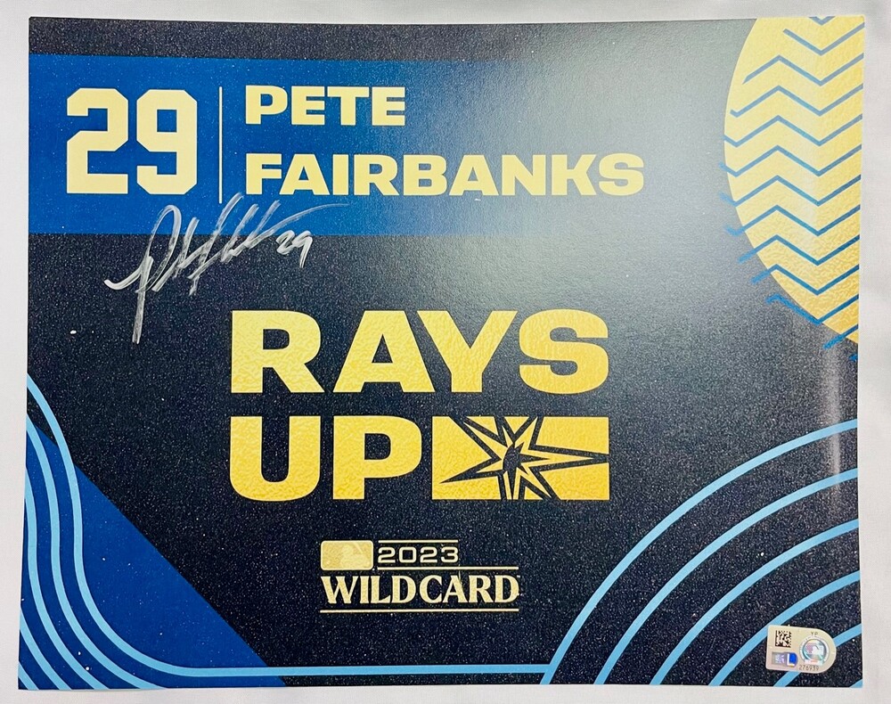 Game Used Autographed ALWC Postseason Locker Tag Pete Fairbanks