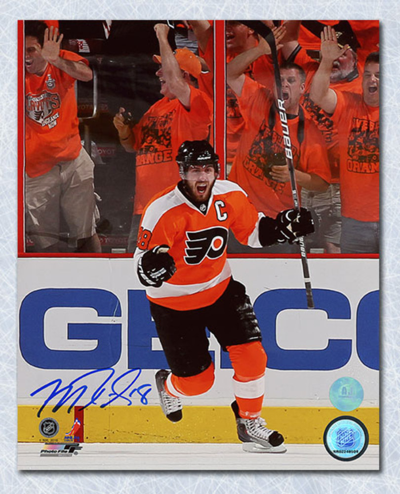 mike richards philadelphia flyers signed orange crush celebration philadelphia flyers used equipment sale