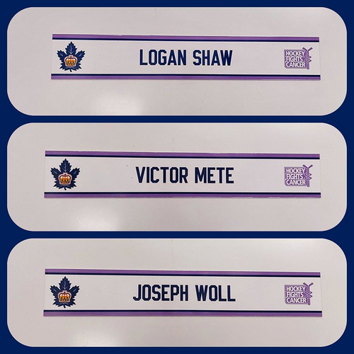 Toronto Marlies Hockey Fights Cancer Locker Room Nameplates (2022-23 Season)