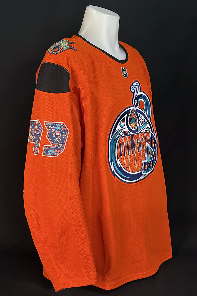 Ty Emberson #49 - Autographed 2025-26 Edmonton Oilers South Asian Celebration Night Ltd Edition Fanatics Practice Jersey (Autographed Only / Not Worn)