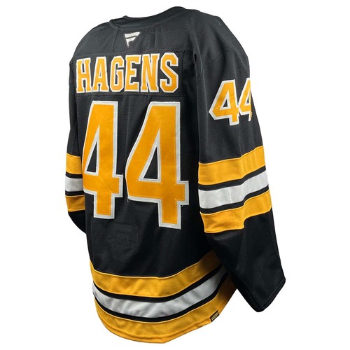 Photo of 2026 Playoffs Game-Used Black Home Hockey Jersey - James Hagens 