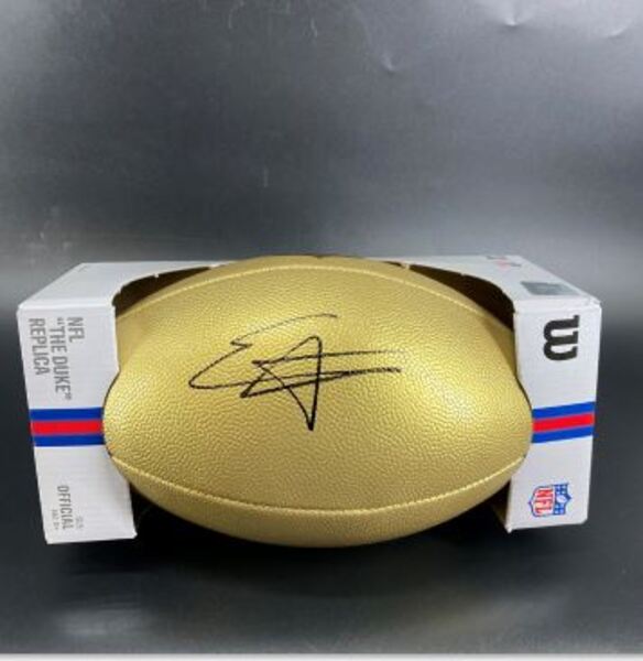 NFL - Titans Elic Ayomanor Signed Gold Composite Football