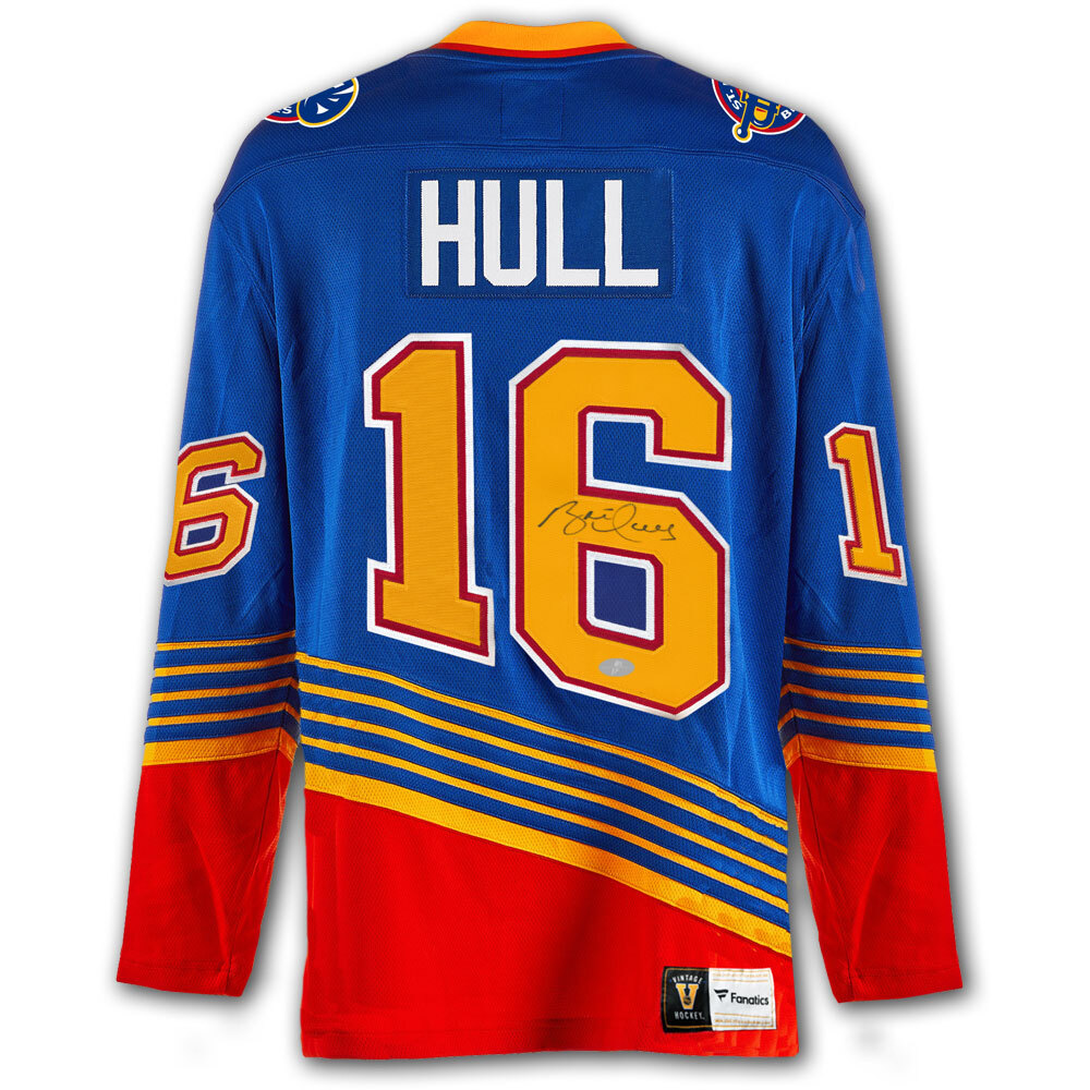 Brett Hull Autographed St. Louis Blues Fanatics Vintage Hockey Jersey