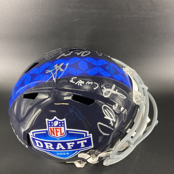 2024  NFL Draft Replica Speed Helmet Signed By Caleb Williams, Jayden Da...