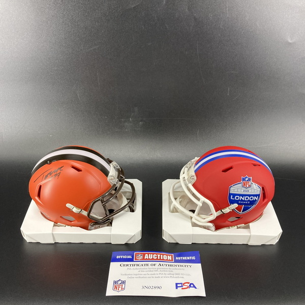 London Games -Browns Wyatt Teller Signed Mini Helmet + London Games Mini...