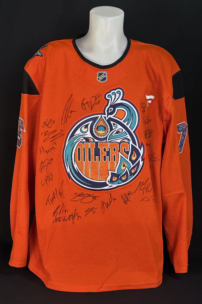 Alec Regula #75 - 2025-26 Edmonton Oilers Team Signed South Asian Celebration Night Ltd Edition Fanatics Practice Jersey (Autographed Only / Not Worn)