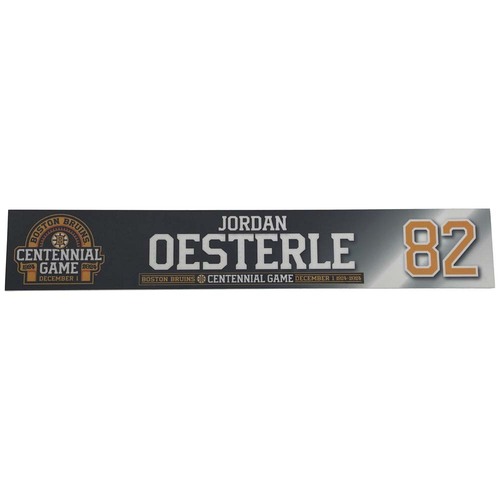 Photo of Team-Issued TD Garden Centennial Game Locker Room Nameplate - Jordan Oesterle