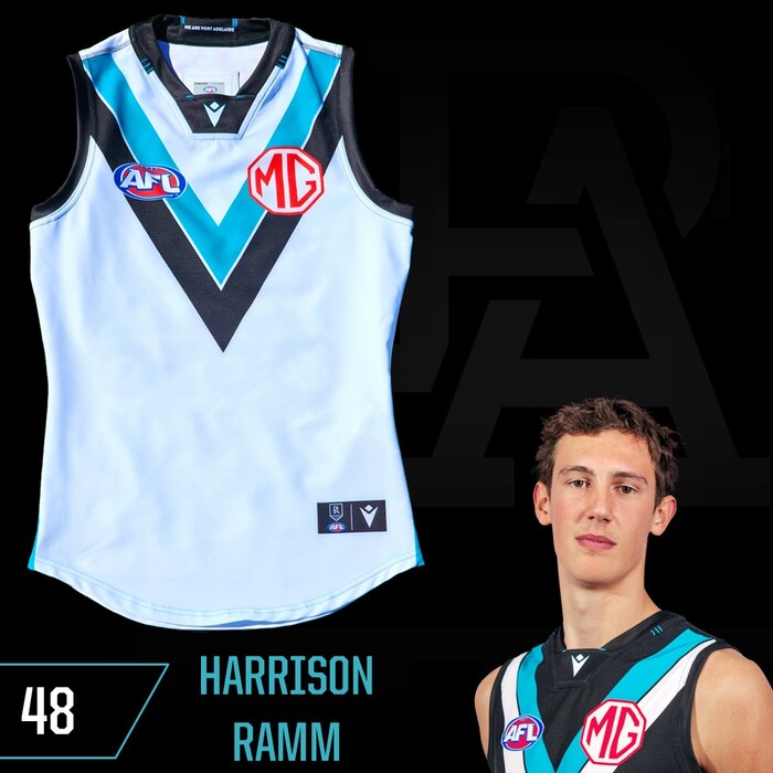 Photo of Harrison Ramm #48 Port Adelaide 2025 Clash Player-Issue Guernsey