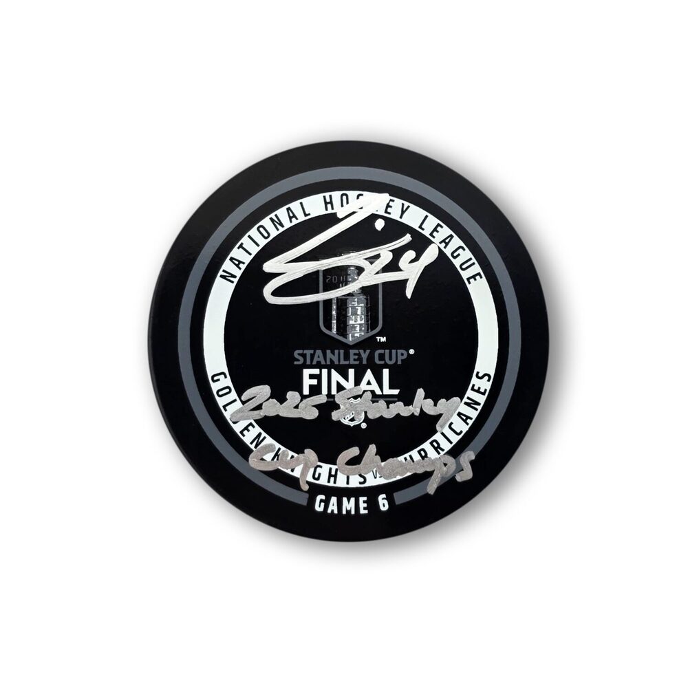 Seth Jarvis Autographed Carolina Hurricanes Official Game 6 Hockey Puck Inscribed