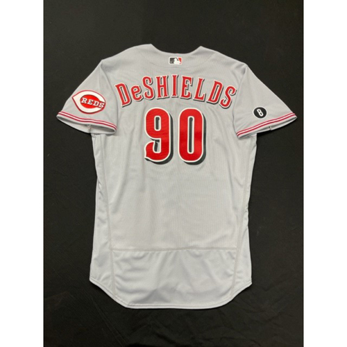 Photo of Delino DeShields Sr -- Cincinnati Reds First Base Coach -- 2021 Team Issued Road Gray Jersey -- Size 46  ($5 Shipping)
