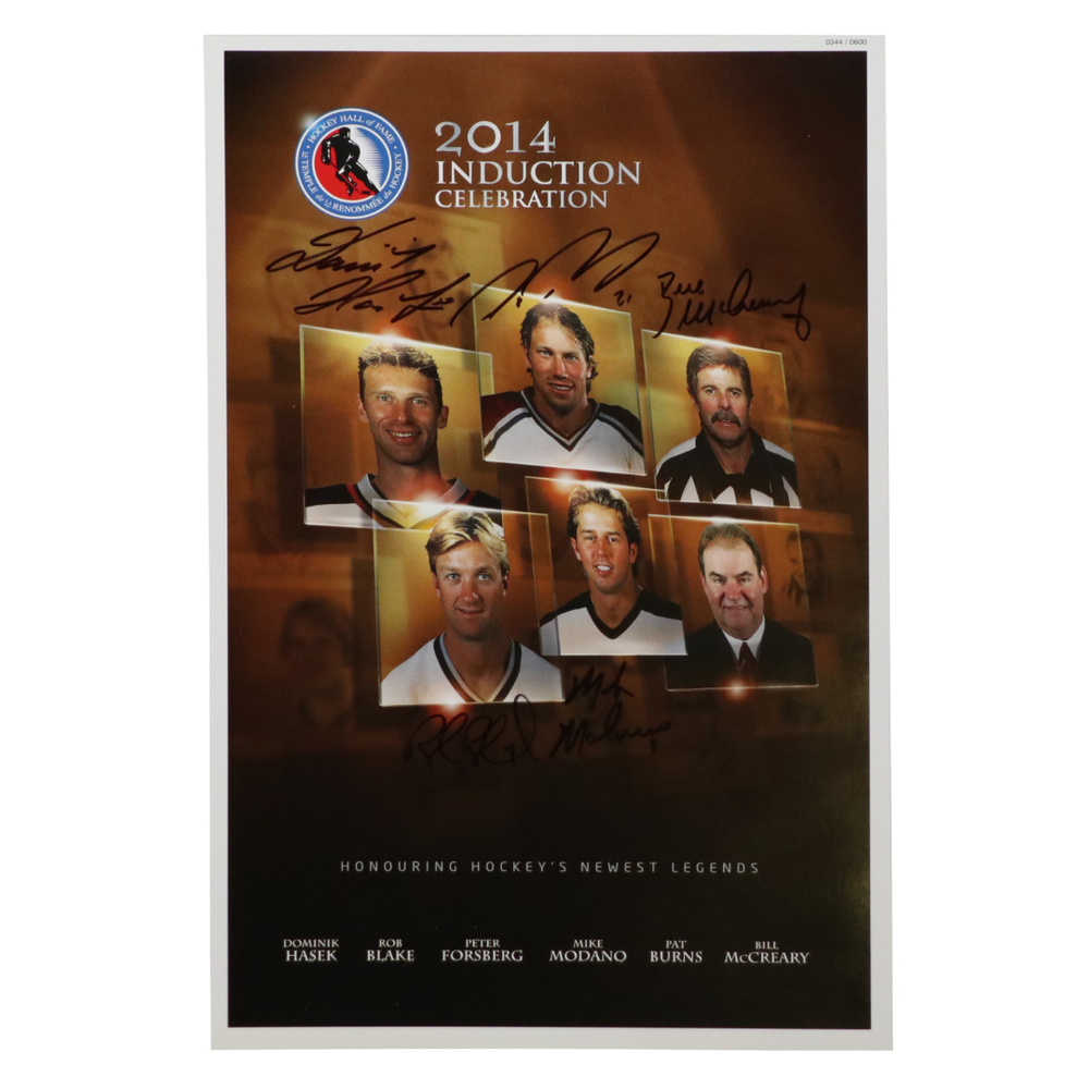 Rob Blake, Peter Forsberg, Domink Hasek, Bill McCreary, Mike Modano Autographed Class of 2014 Induction Poster (Limited Edition 0242/0600)
