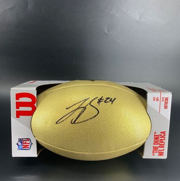 NFL - Panthers Jonathon Brooks Signed Gold Composite Football