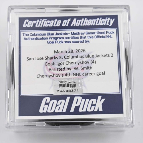Image of Chernyshov, Igor - San Jose Sharks - March 28, 2026 at Columbus Blue Jackets (Blue Jackets' 25th Anniversary Logo)