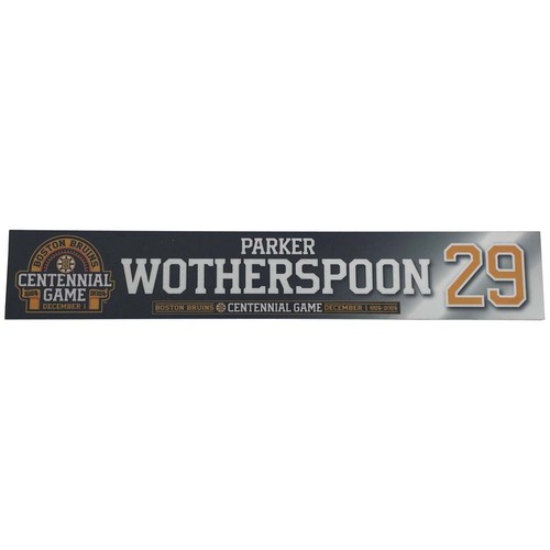 Photo of Team-Issued TD Garden Centennial Game Locker Room Nameplate - Parker Wotherspoon