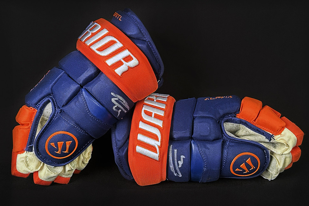 Leon Draisaitl #29 - Autographed 2024-25 Edmonton Oilers Game-Worn Warrior Hockey Gloves - Used During Round #2 Of Stanley Cup Play-offs Vs Las Vegas (Pair #2 of 2 Worn)