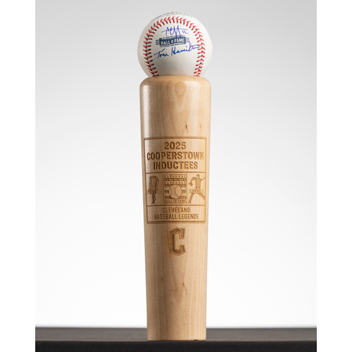 Photo of MLB Hall of Fame 2025 Guardians Bat Mug & Ball Signed by CC Sabathia & Tom Hamilton 