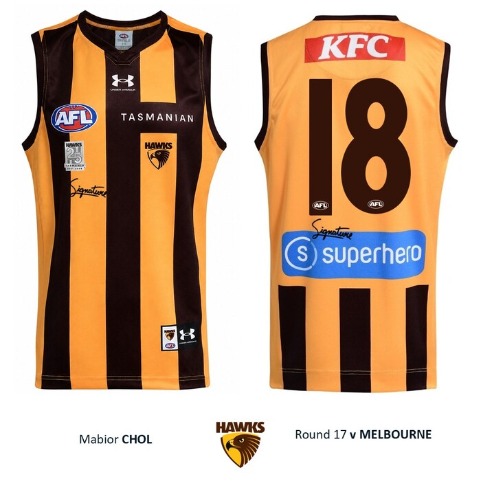 Photo of Mabior Chol #18 Hawthorn 2026 '25 Years in Tasmania' Match-Worn Guernsey