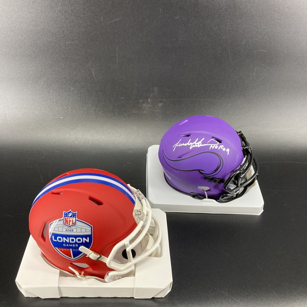 London Games - - Vikings Randall McDaniel Signed Mini Helmet + London Ga...
