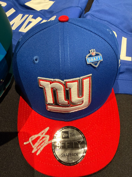 Arvell Reese  Autographed Giants Draft Hat - 1st official signed team ha...