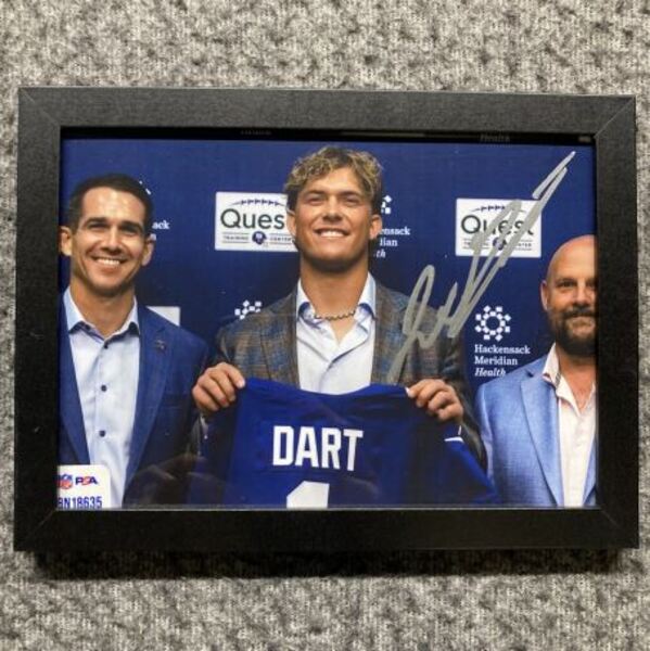 NFL - Giants Jaxson Dart Signed And Framed 4x6 Draft Photo