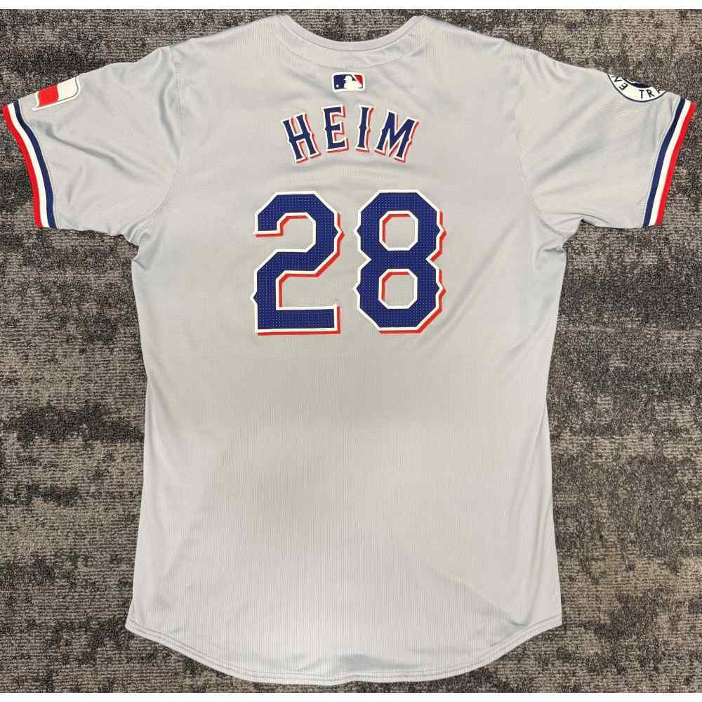 Jonah Heim #28 Texas Rangers Game-Used Road Jersey (MLB
