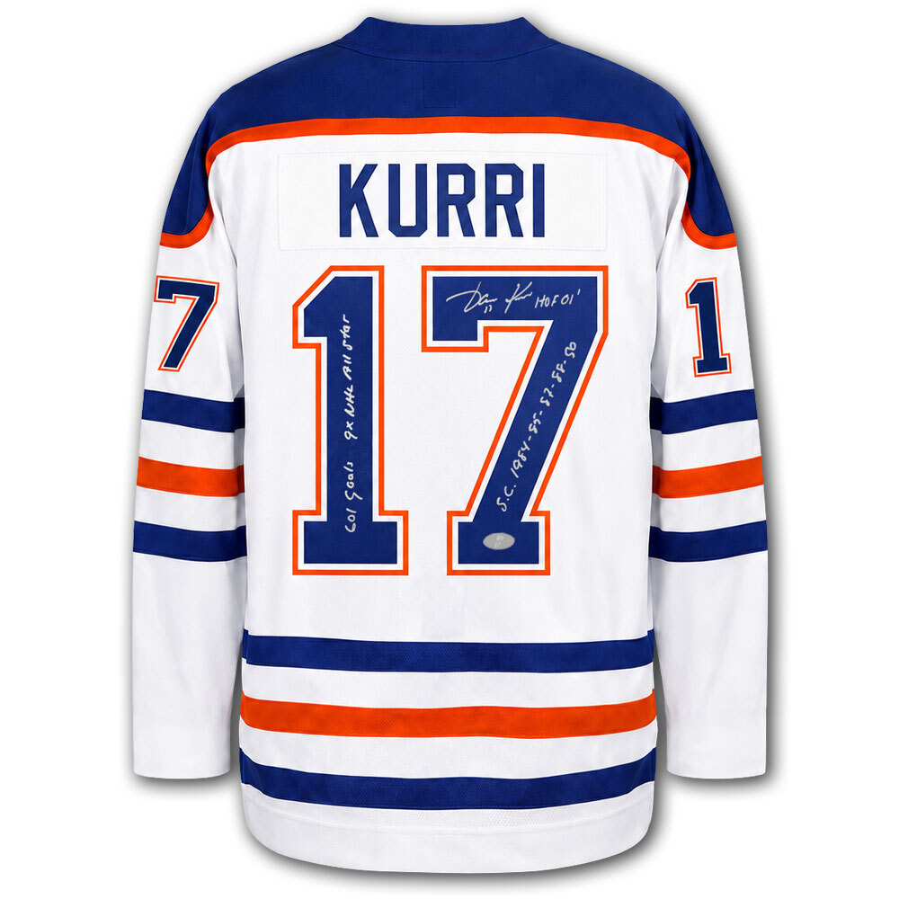 Jari Kurri Autographed Edmonton Oilers Mitchell & Ness Pro Jersey - Career Inscriptions