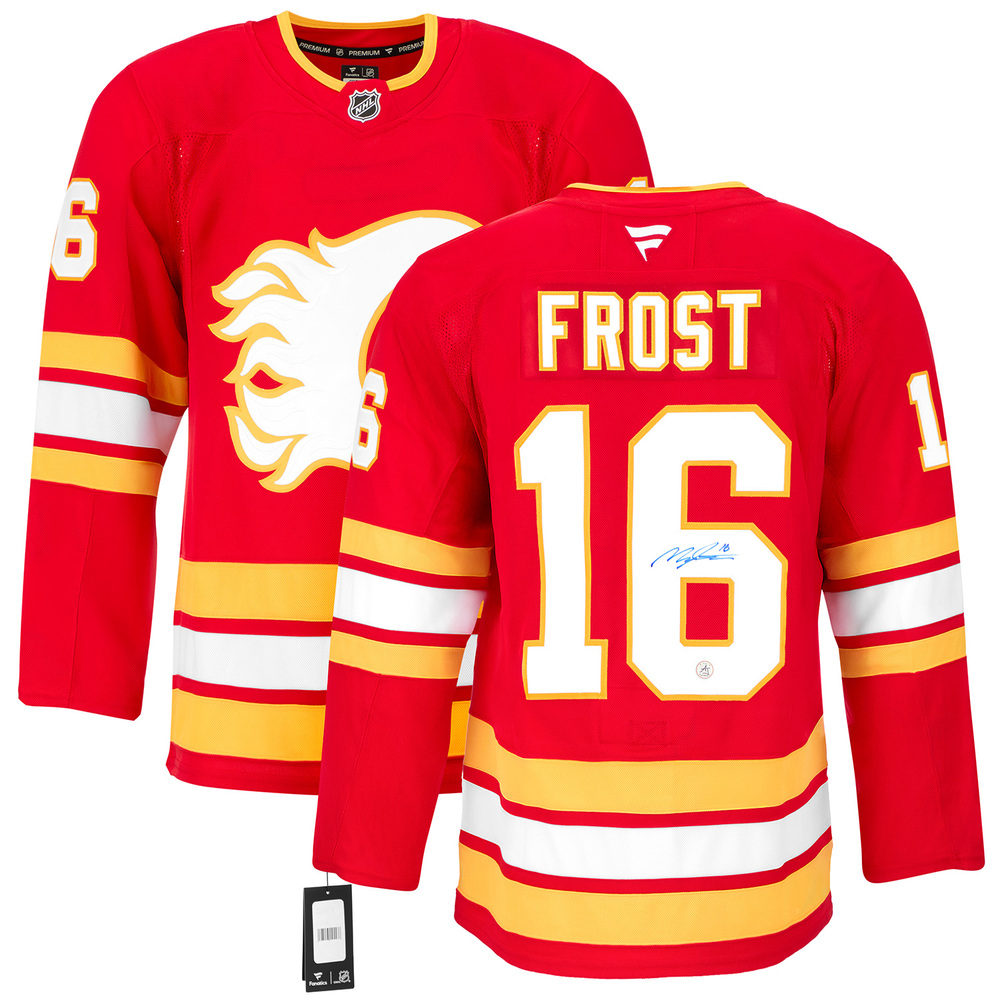 Morgan Frost Autographed Calgary Flames Fanatics Premium Jersey