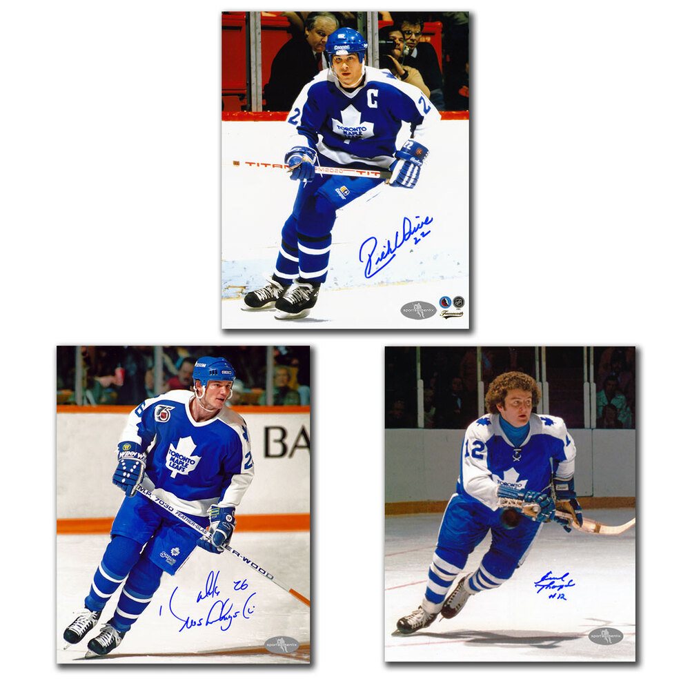 Rick Vaive, Mike Krushelnyski & Errol Thompson Autographed Toronto Maple Leafs 8x10 Photo Bundle