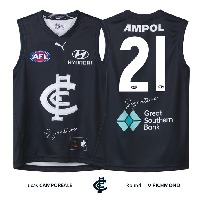 Photo of Lucas Camporeale #21 Carlton Round 1 'Raised Monogram' Guernsey