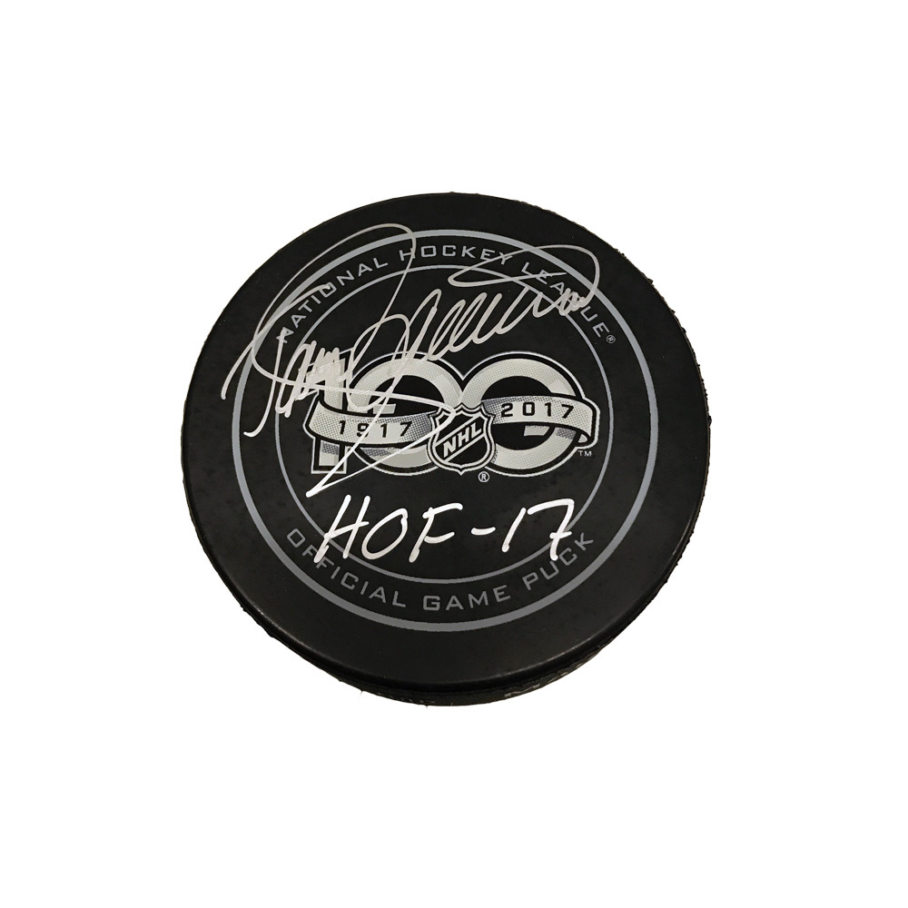 TEEMU SELANNE Signed NHL 100 Official Game Puck - Anaheim Ducks HOF