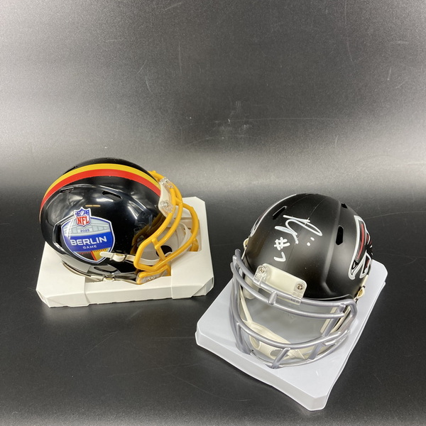 Berlin Game -  Falcons Bijan Robinson Signed Min Helmet + Berlin Mini He...