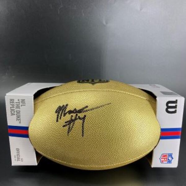 NFL - Chiefs Mansoor Delane Signed Gold Composite Football