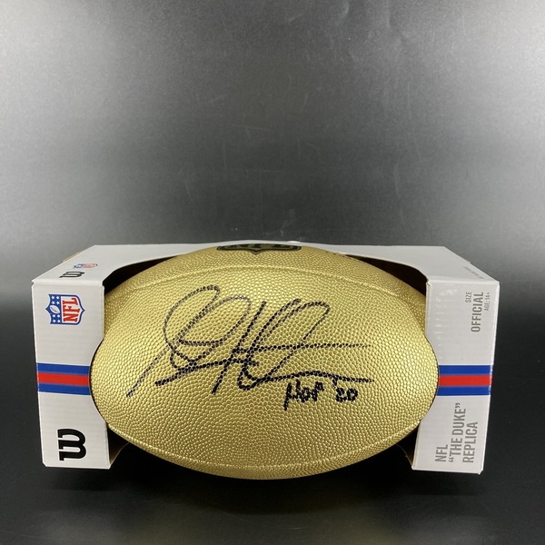 HOF - Vikings Steve Hutchinsn Signed Gold Composite Football