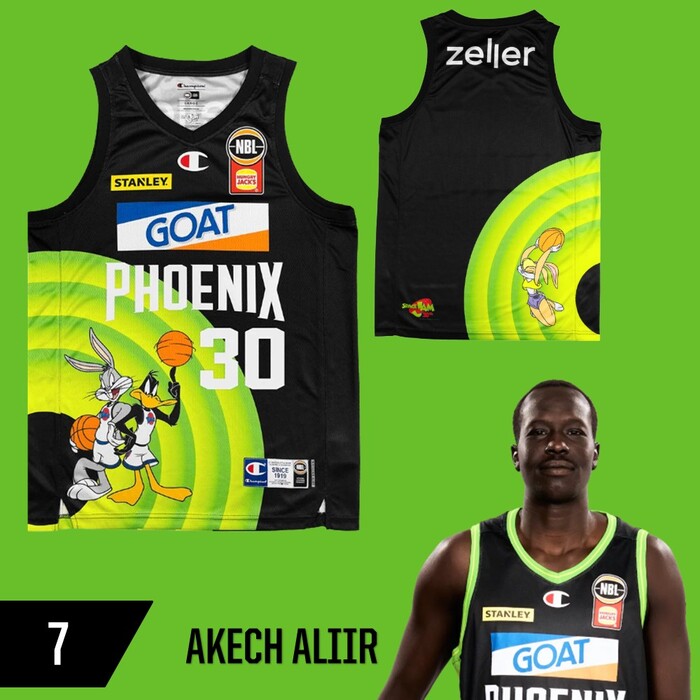 Photo of Akech Aliir #7 S.E.M Phoenix 2025/26 Space Jam Game Worn Jersey