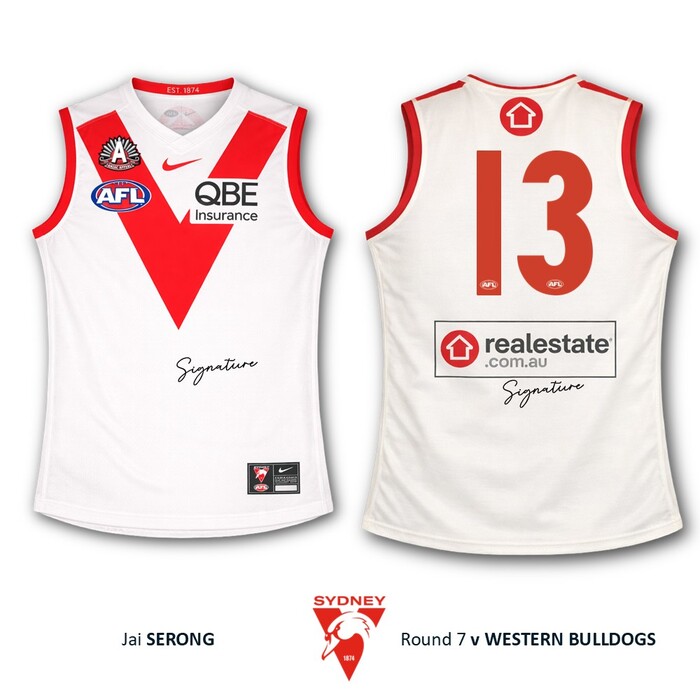 Jai Serong #13 Sydney Swans 2026 ANZAC Appeal Round Match-Worn Guernsey